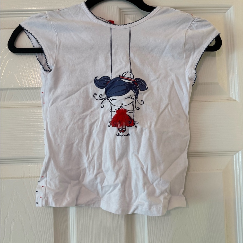 White and Red Kids Graphic T-Shirt